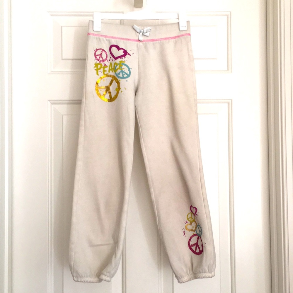 Greendog Girls Pants 6X Cream Jogger Peace Love